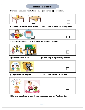Bài tập Tiếng Anh Lớp 4 - Theme 2 School